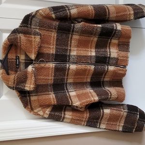 Plaid Sherpa Crop Jacket